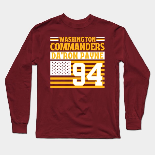Washington Commanders Payne 94 American Flag Football Long Sleeve T-Shirt by Astronaut.co